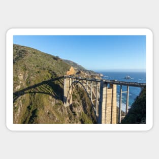 Bixby Bridge Over Bright Blue Water, California Sticker